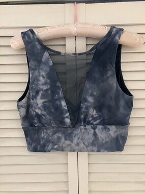 POPFLEX Blue Space Tie Dye Stellar Mesh Panel Sports Bra